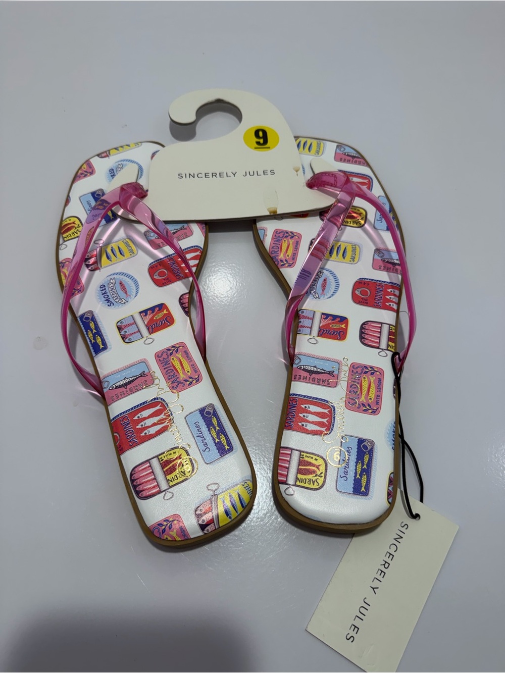 Sincerely Jules Sardine Print Flip Flop Sandals Size 9